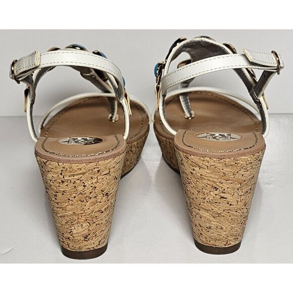 PRIMADONNA COLLECTION WOMEN SANDALS Gold  & Turquoise Beading NEW - Picture 6 of 12